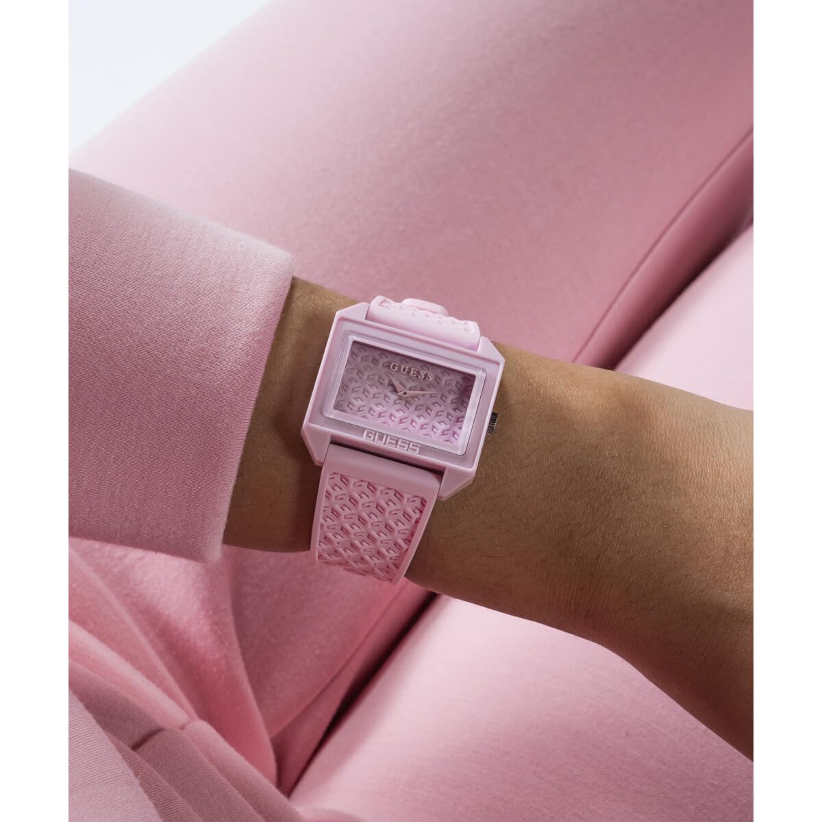 GUESS Women's 33mm Watch - Pink Strap Pink Dial Pink Case, Pink, Modern