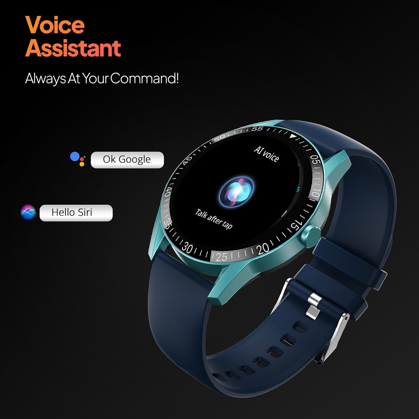 Fire-Boltt Talk Bluetooth Calling Smartwatch, 1.39" TFT Display with Dual Button, Hands On Voice Assistance, 120 Sports Modes, in Built Mic & Speaker (Talk, Blue)