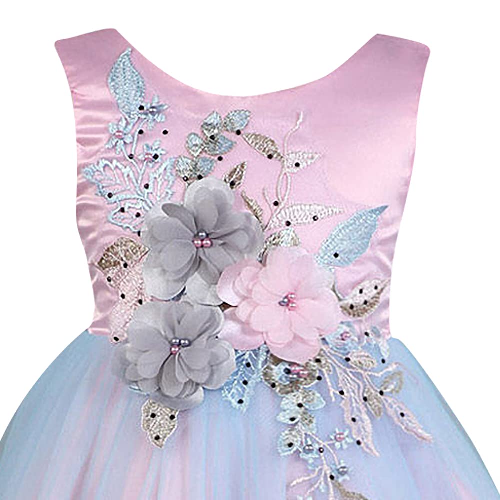 Hopscotch Girls Knee Length Party Fit And Flare Dresses Pink 6-7 Years (SRS-3135569)