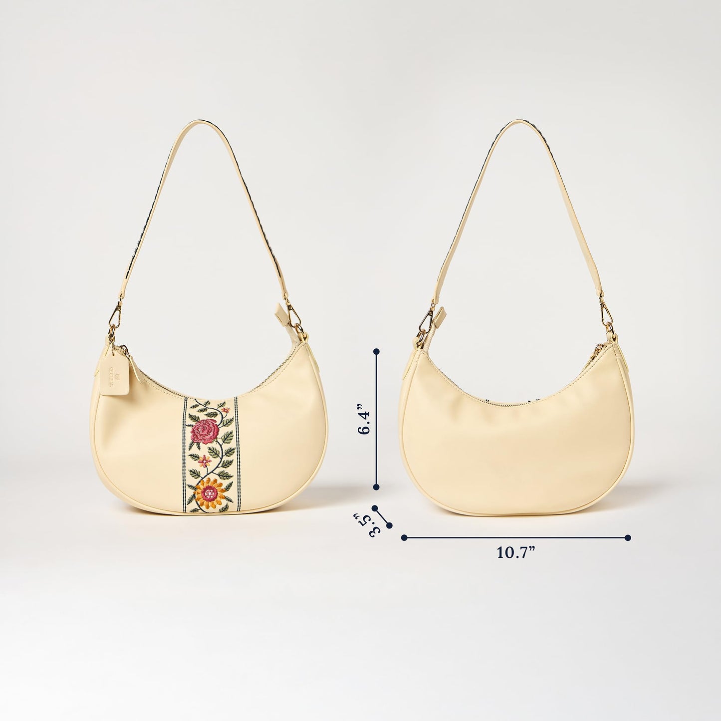 Chumbak Off White Tote Bag for Women, Zipper Closure, Dual Strap, Palace Memoirs Collection, Stylish Designer Handbag Purse Wallet Sling Tote, Everyday Casual Ethnic Travel Office Use