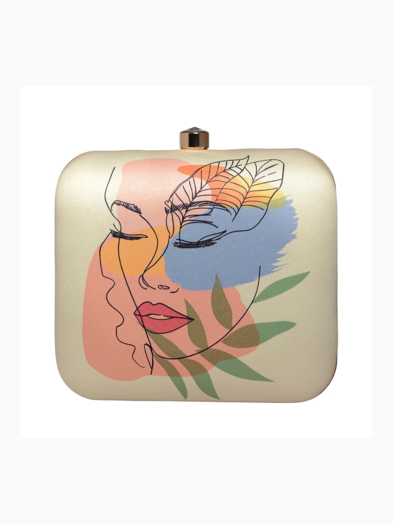 Artklim Multicolor Face Art Printed Evening Box Clutch - Lightweight Purse - Hard Case Handbag for Formal Occasions - Gift for Girlfriend