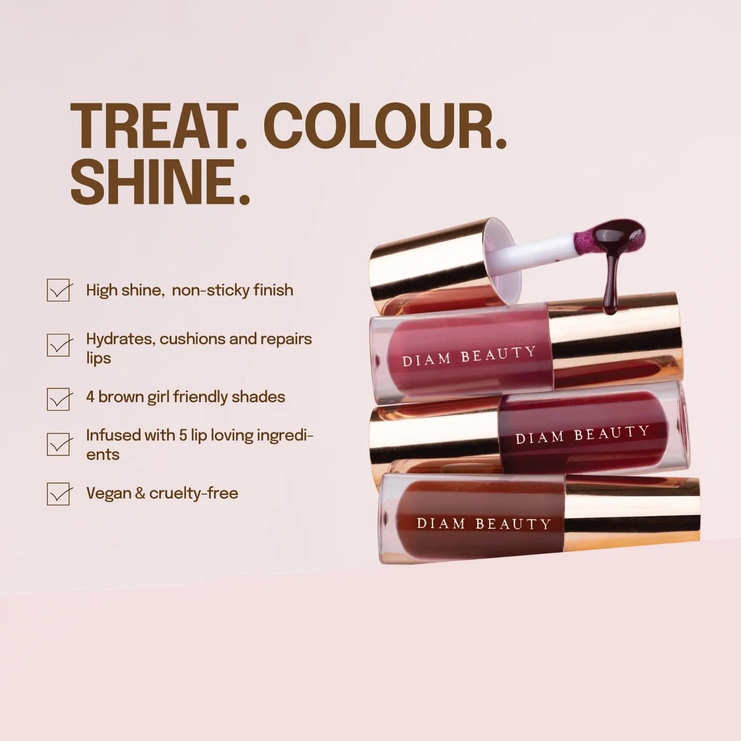 Diam Beauty Love Potion Lip Oil, Lip Gloss for Women - Long Lasting, Natural Organic Lip Makeup, Unique Lip Gloss Formula - (5ml) (Strawberry)