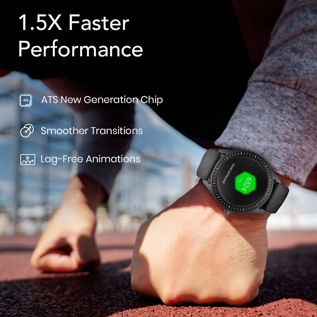 Titan Crest 2.0 Smart Watch for Man & Women, 1.43" AMOLED Display, Silicone Strap, BT Calling, Tailored Activity Tracker, 100+ Sports Modes, Fast Charging, Smart Watches for Women Latest & Men (Blue)