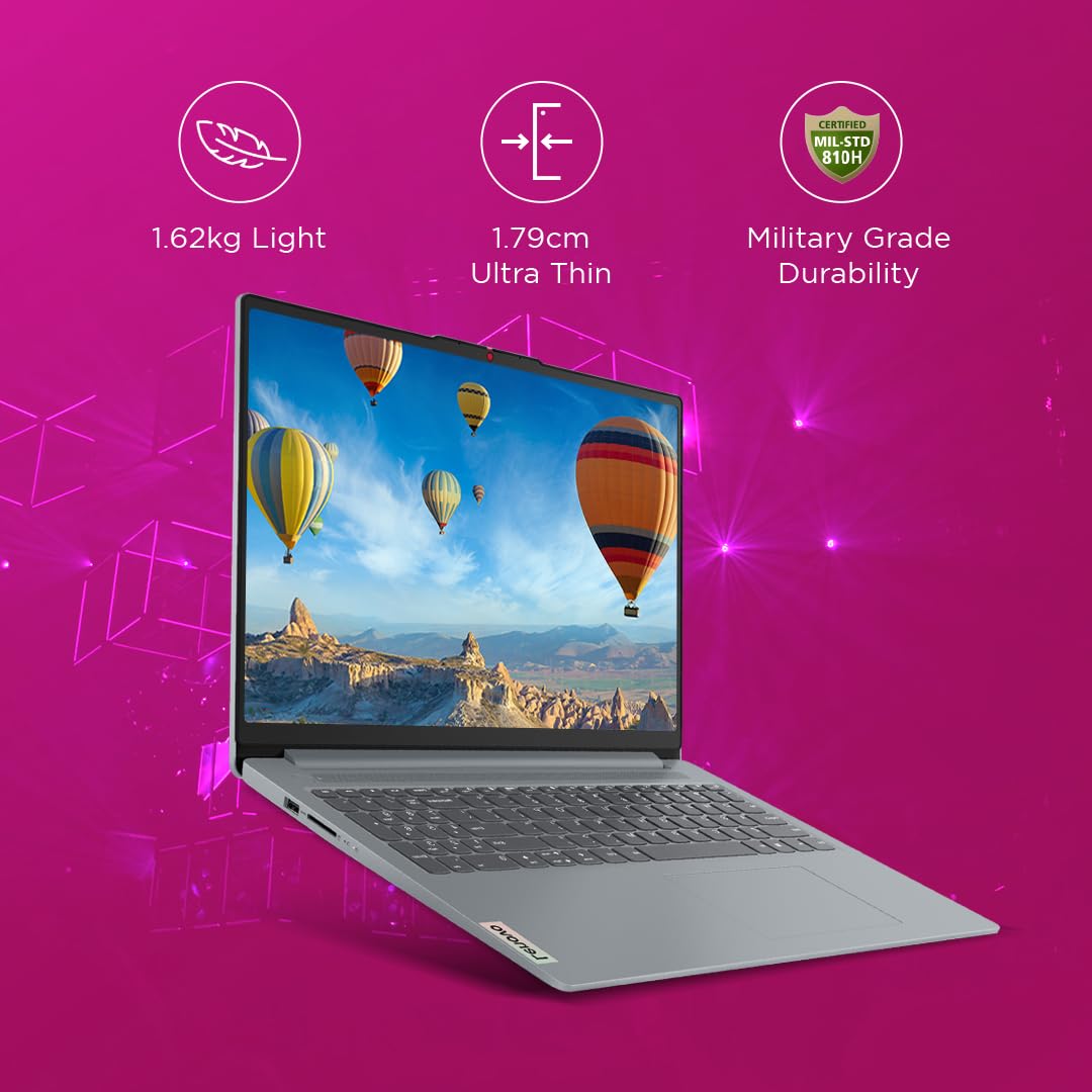 Lenovo IdeaPad Slim 3, Intel Core i3 13th Gen 1315U, 8GB RAM, 512GB SSD, FHD 15.6"(39.6cm), Windows 11, Office 2024, Grey, 1.6Kg, 82X700G5IN, Alexa Built-in, 1Yr ADP Free, 3 Month Game Pass Laptop