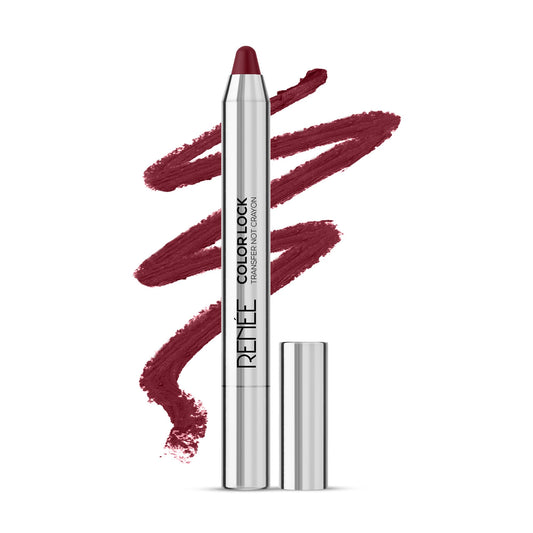 RENEE Colorlock Transfer Not Lip Crayon with Sharpener, SPF 20, Waterproof, Smudgeproof, Lightweight & Long Lasting, Intense Color Payoff with Ultra Matte Finish, Enriched with Vitamin E, Grace 3gm
