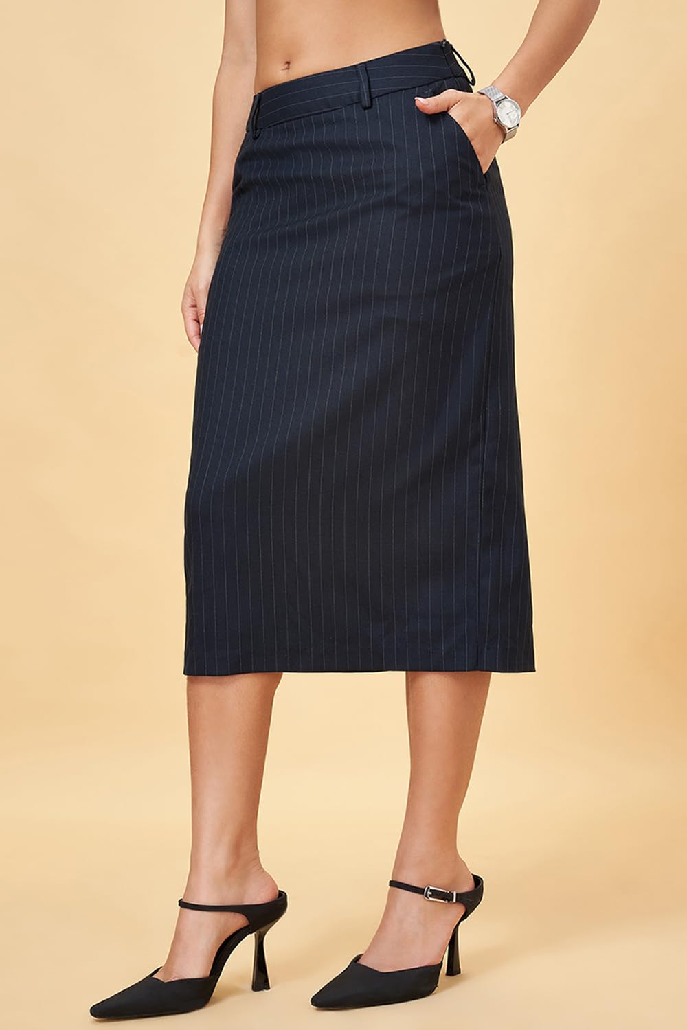 Women's Annabelle Navy Skirt Regular Fit,Baritone Blue,28
