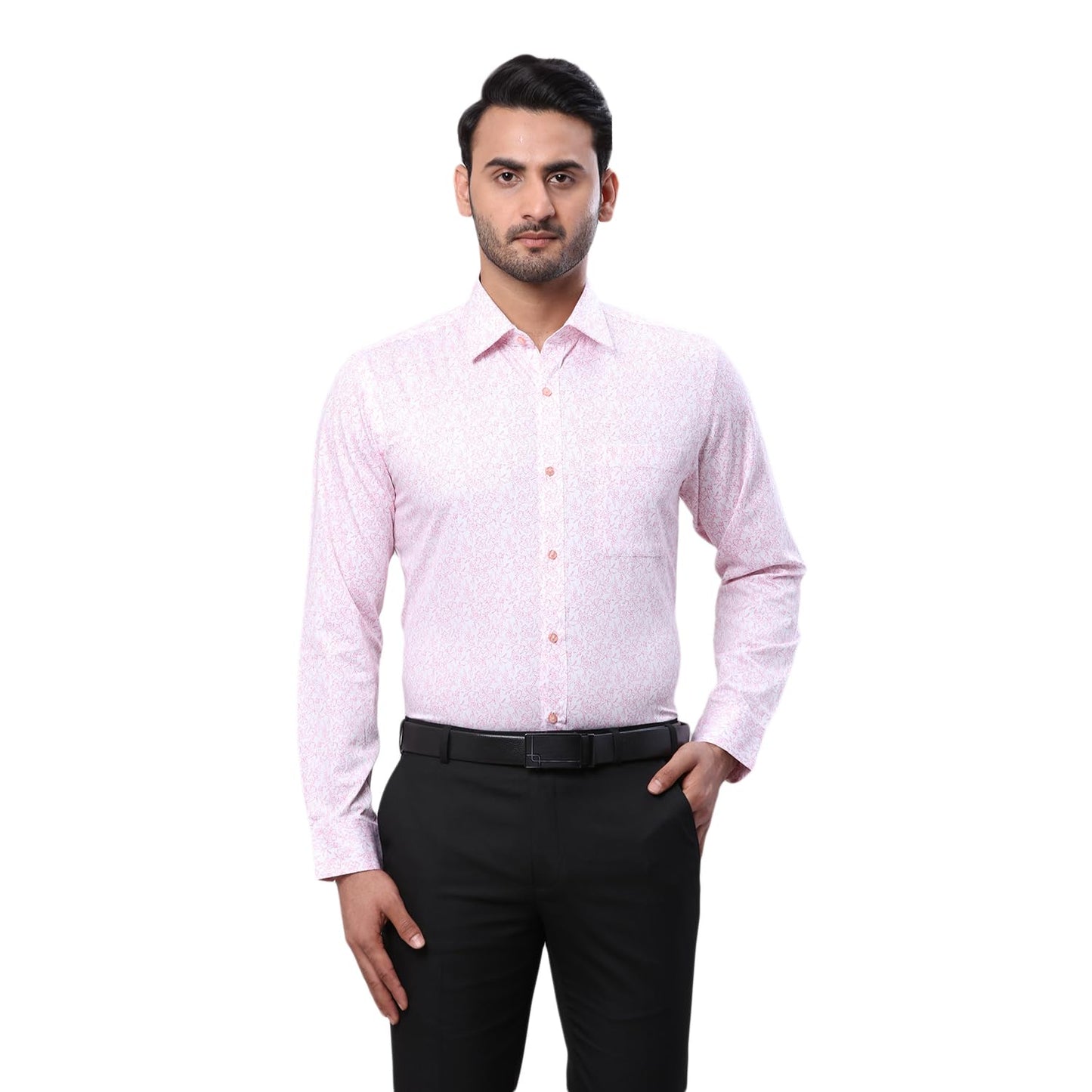 Raymond Men's Slim Fit Structure Pattern Pure Cotton Semi Cutaway Collar Full Sleeve Formal Shirt (Size: 42)-RMSX12828-R4 Medium Red