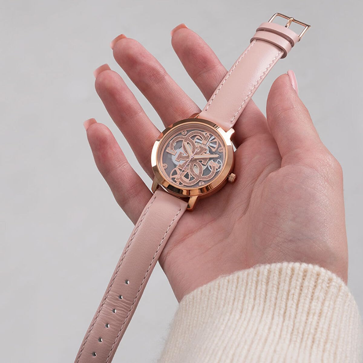 Guess Quattro Clear Collection Analog Gold Dial Women's Watch-GW0383L2