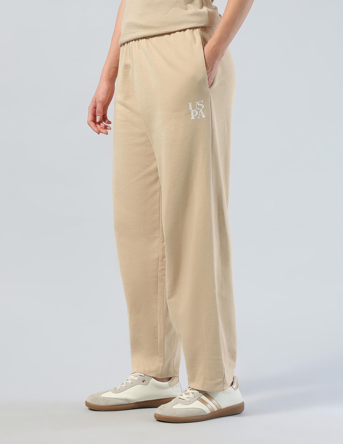 U.S. Polo ASSN. Mid Rise Barrel Fit Lounge Trousers (UWAW25TRO163_Beige_30)