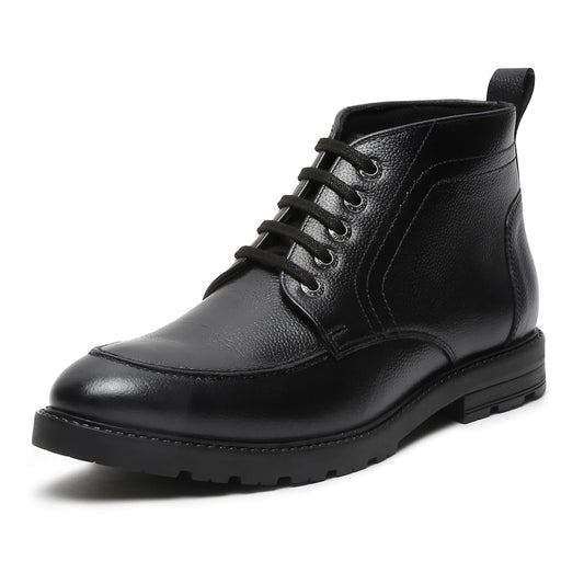 LOUIS STITCH Chukka Boot for Men | Handcrafted | High Ankle Leather Boots | Hiking and Biking Boot | Lace Up Style Mens Formal Boot Size-UK09 Black (BT-WBNDCKVS)