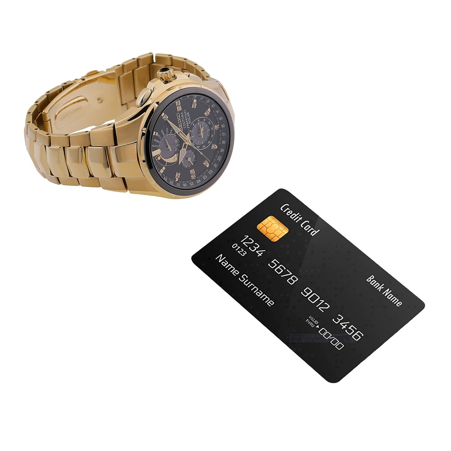 Seiko Analogue Men's Stainless Steel Watch (Black Dial Yellow Colored Strap)