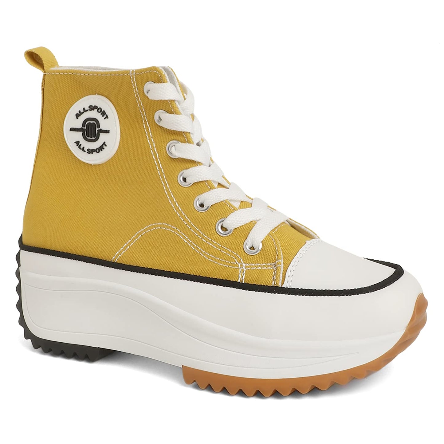 MOZAFIA Women Canvas Stylish Lace up Hike Casual Sneakers Mustard