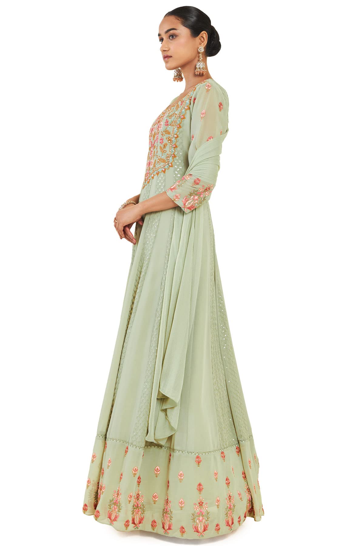 Soch Women Green Georgette Floral Gown (8907715809220_Green_X-Large)