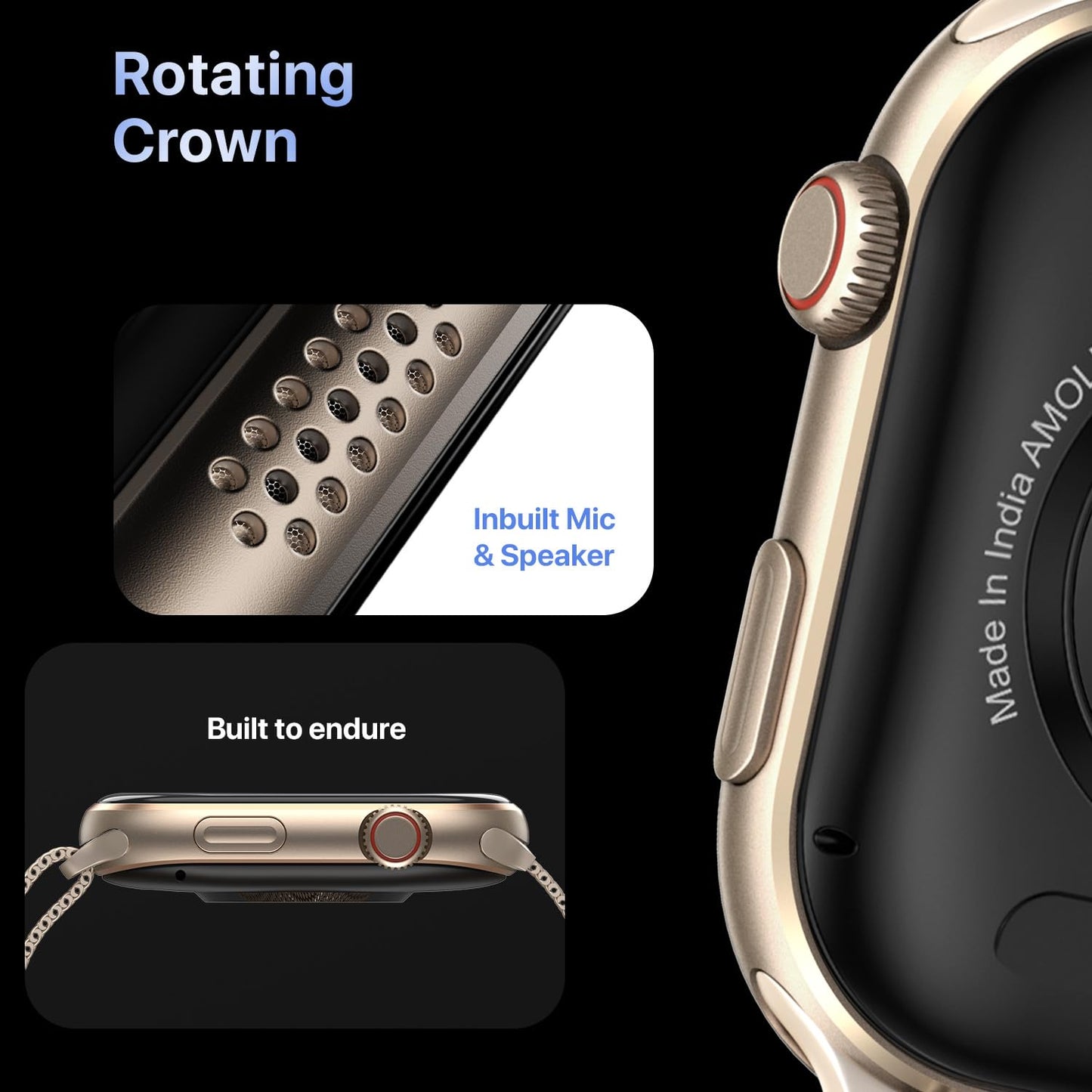 Fire-Boltt Brillia Pro Smart Watch with 51.3mm (2.02 inch) AMOLED Display, Bluetooth Calling, SpO2, Heart Rate Monitoring, 120+ Sports Modes, IP67 Waterproof, Long Battery Life (Champagne)