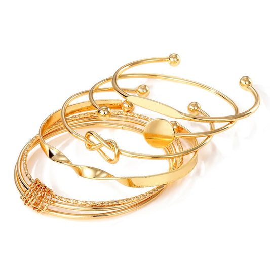 Shining Diva Fashion Set of 5 Latest Stylish Multilayer Gold Plated Bangle Bracelet for Women and Girls (16178b)