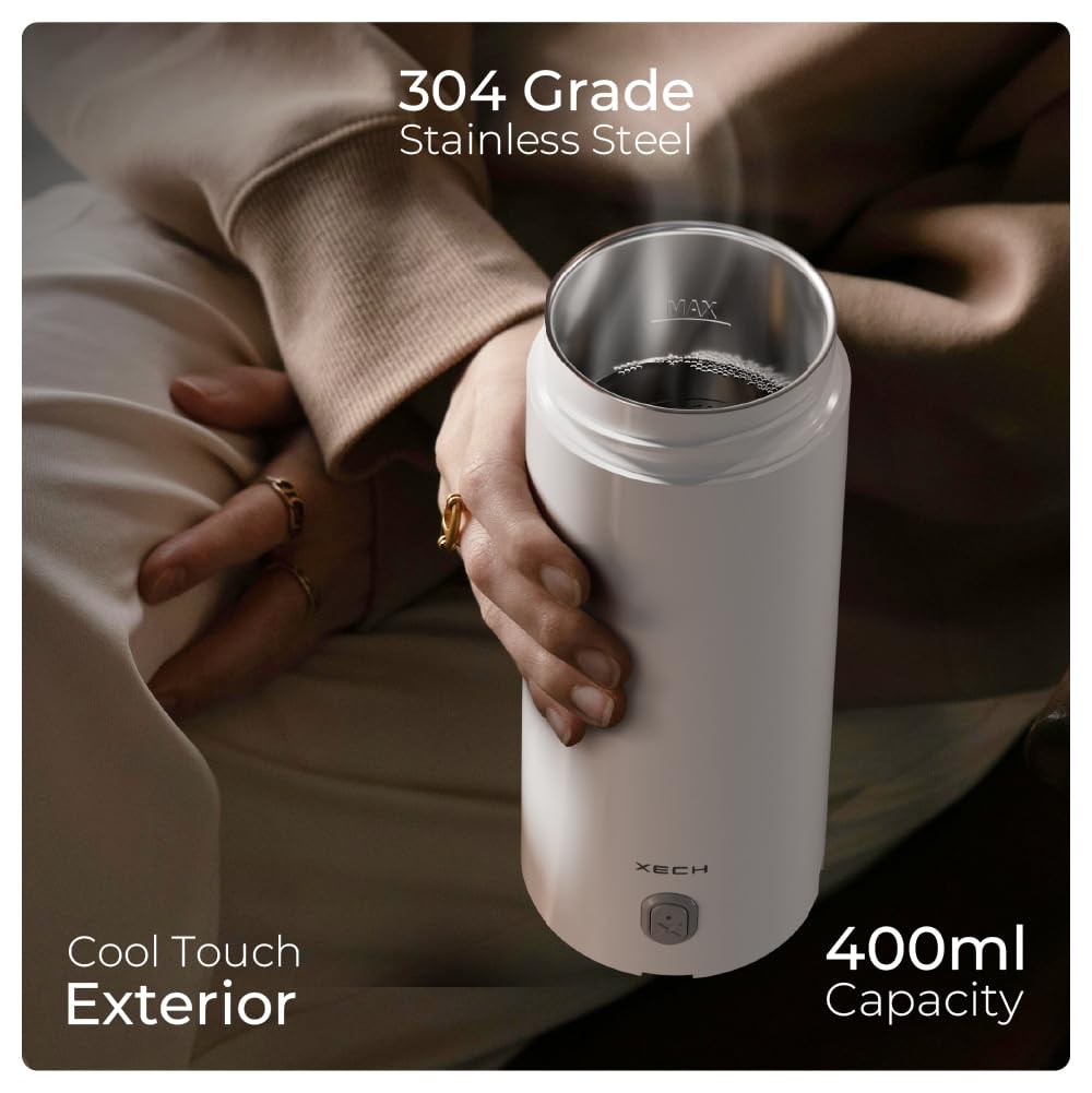 XECH Small Electric Kettle For Travel Hot Water Mini Kettle In-Built Cable Portable Bottle Design 300W Heating Element to Boil Water and Prepare Tea Coffee without Milk (Hydroboil Lite)