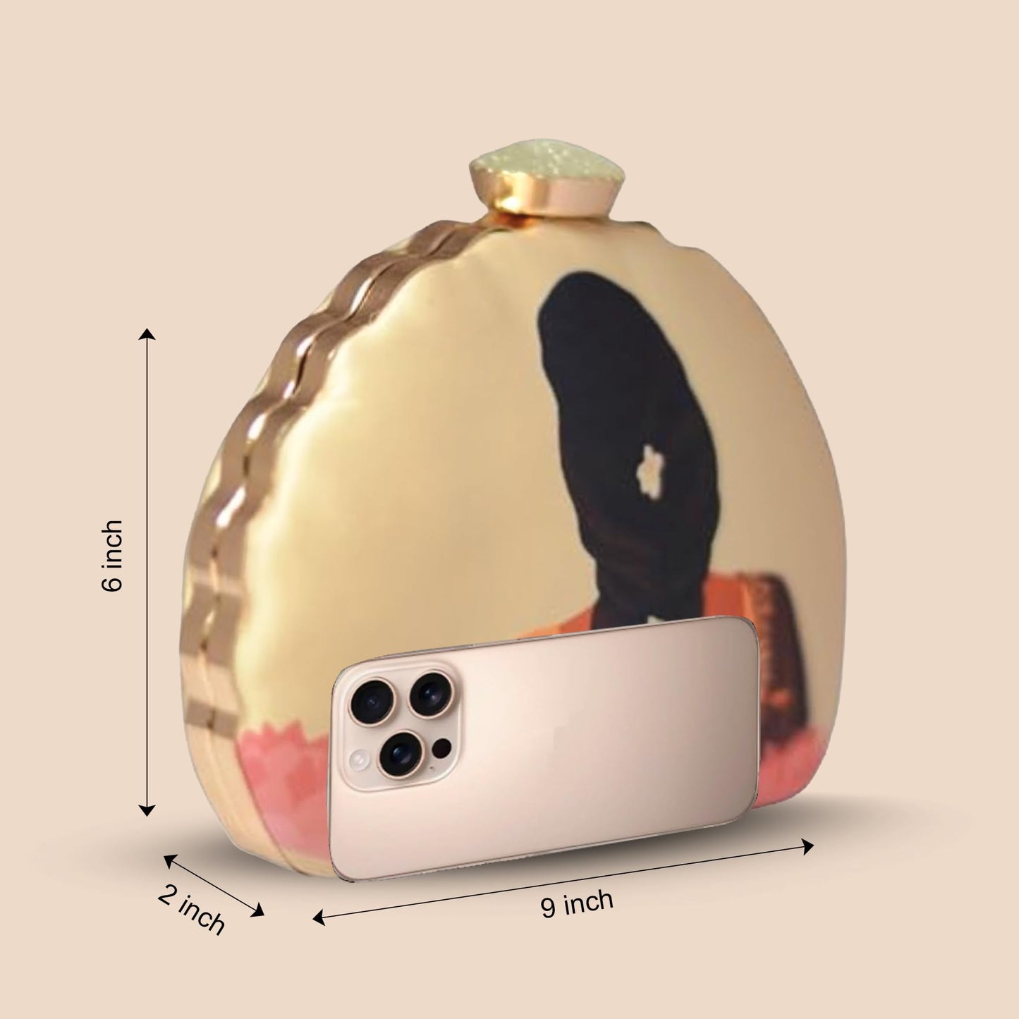 Artklim D - Shaped Flower Lady Printed Festival, Wedding Clutch Bag For Women With Detachable Chain Sling Strap | Purse for Navratri | Clutches for Navratri | Bags