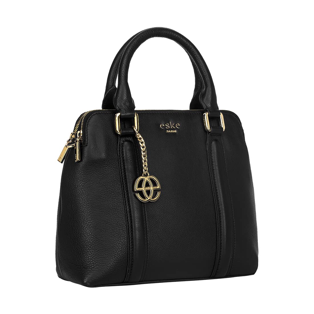 eske Sienna, the Single Zip Satchel | Structured Cosmos Leather Handbag | 3 Main Compartments | Zip & Slip Pockets | Gold Plated Charm | Detachable Shoulder Strap | 22 cm Height