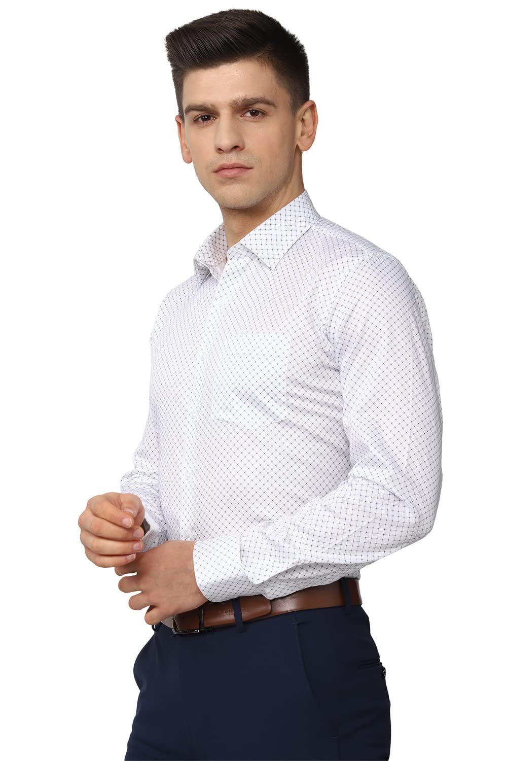 Van Heusen Men's Cotton Fitted Formal Shirt (Vhsfrslbv20281_White 42)