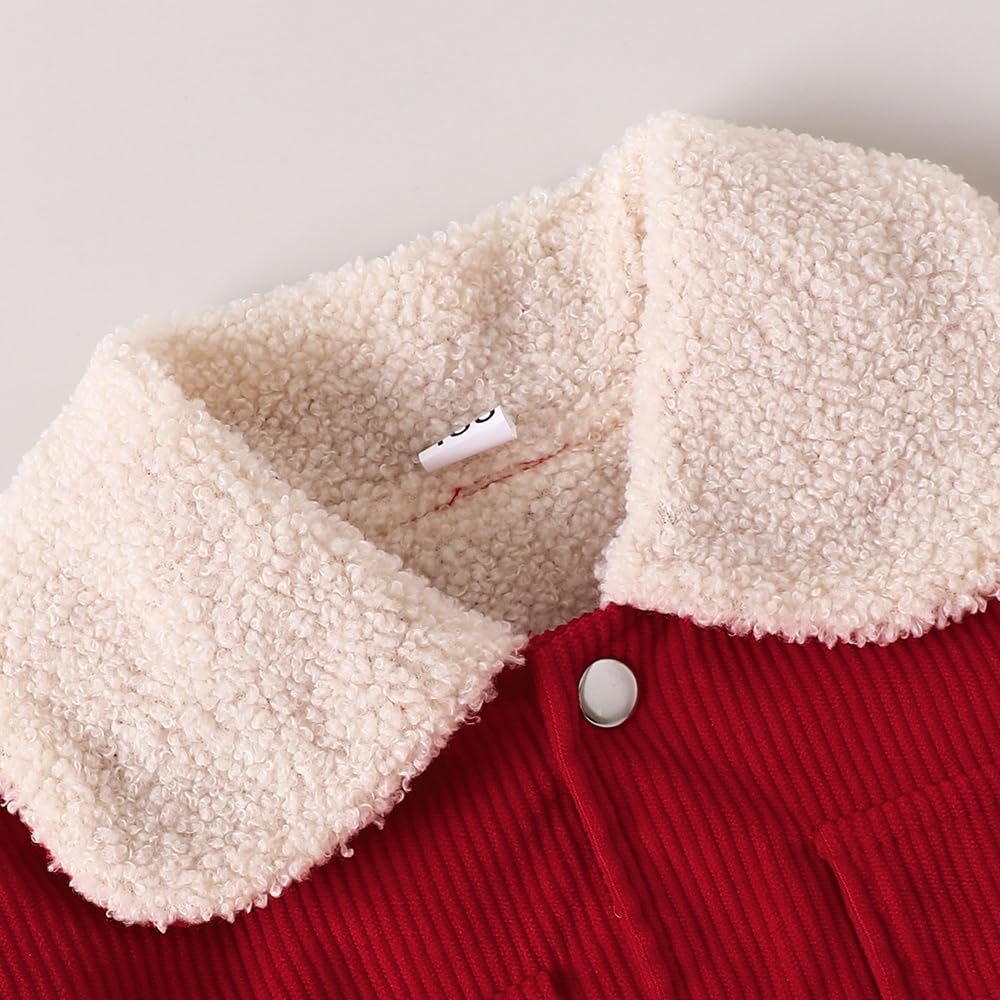 Hopscotch Boys Full Sleeves Red Sherpa Collar Corduroy Jacket For Ages (4-5 Years)