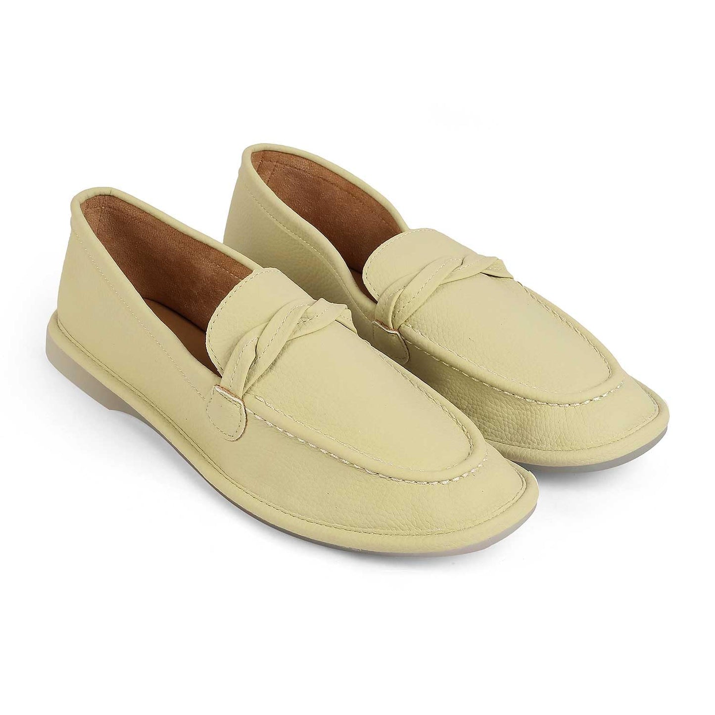 tresmode YORKO Women's Loafers Shoes Stylish, 3 UK / 36 EU - Ladies Comfortable Soft Footwear Closed Back - Square Toe Vegan Friendly (Green)