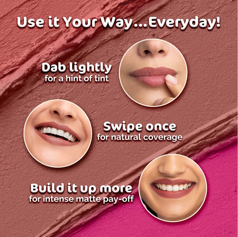 Mamaearth Soft Matte Long Stay Lipsticks with Jojoba Oil & Vitamin E for 12 Hour Long Stay - 01 Mocha Brown - 3.5 g