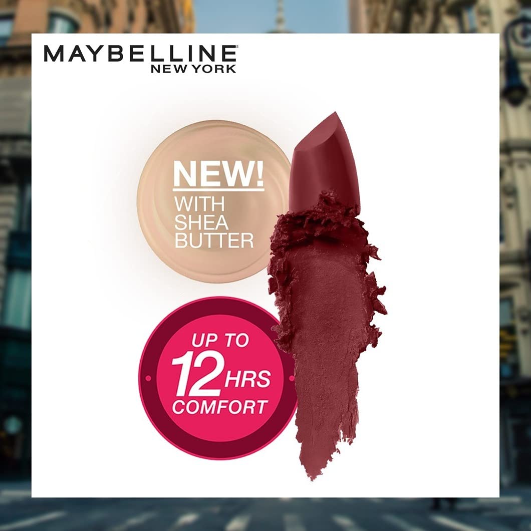 Maybelline New York Color Sensational Creamy Matte Lipstick, 808 Plum Perfection, 3.9g.