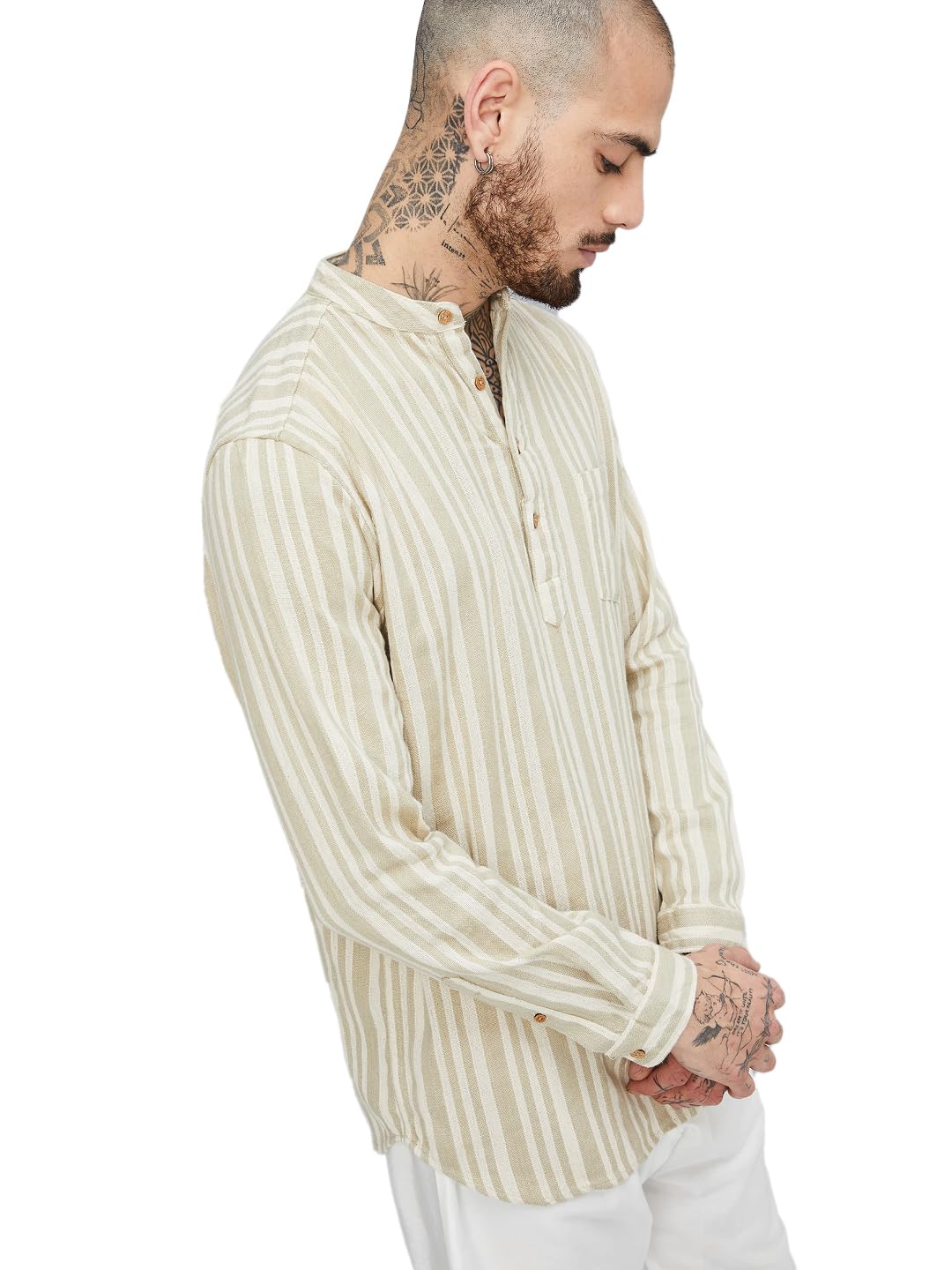 Max Men's Cotton Regular Kurta (FUCSTSP2505YD_Olive Green