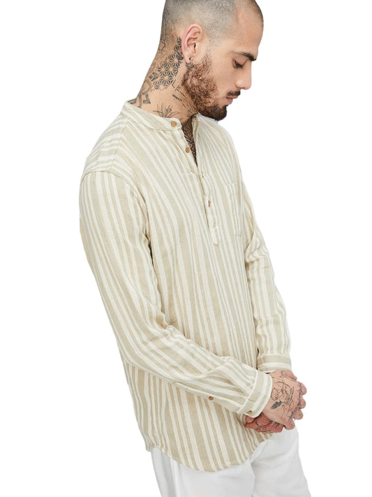 Max Men's Cotton Regular Kurta (FUCSTSP2505YD_Olive Green