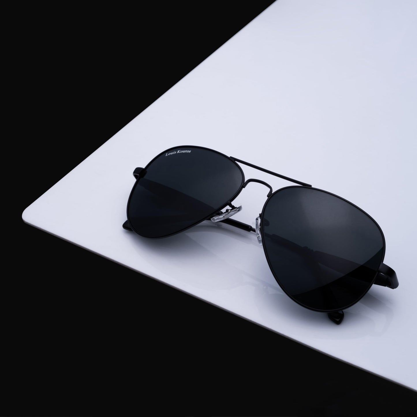 Louis Kouros Airomade Aviator Classic 3517 sunglasses | Black Frame | Black Lens | Mirror Lens | 400 UV Protection | For Men Women | Medium | 62 mm Lens Width