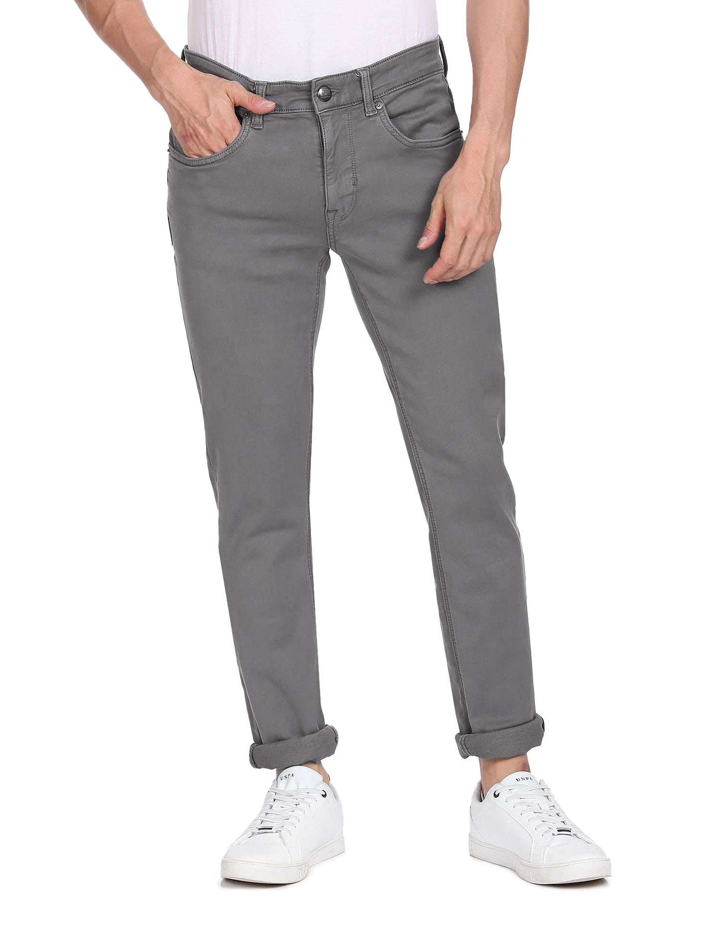 U.S. POLO ASSN. Men's Mid Rise Slim Jeans (UDJEN0472_Grey_32)