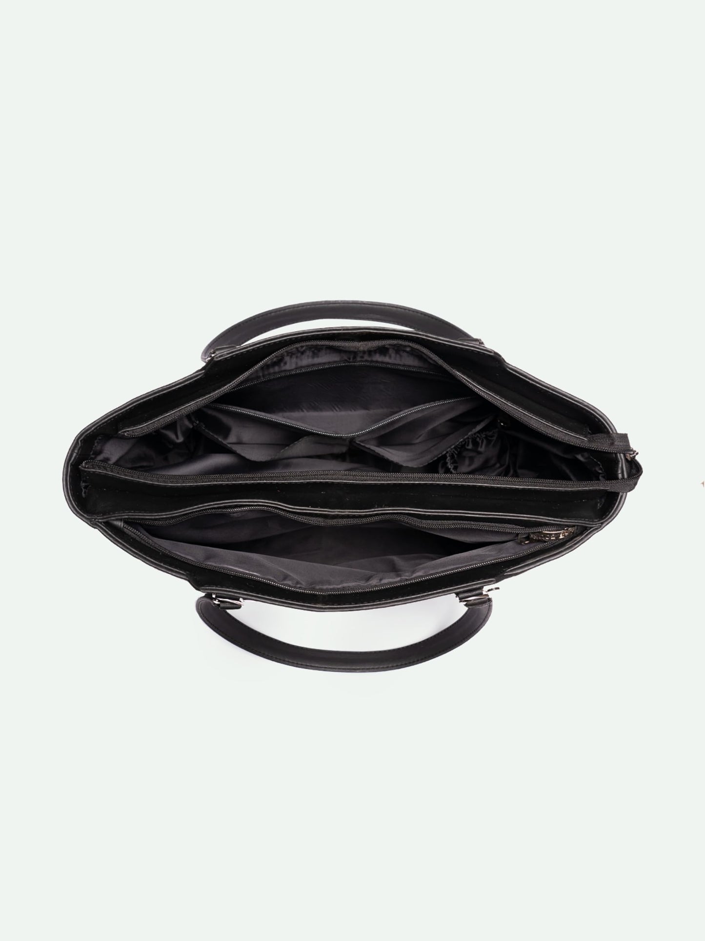 ZOUK Nawabi Couture Floral Printed Jute Handcrafted Vegan Leather Black Women's Check-point Friendly Classic Business Bag