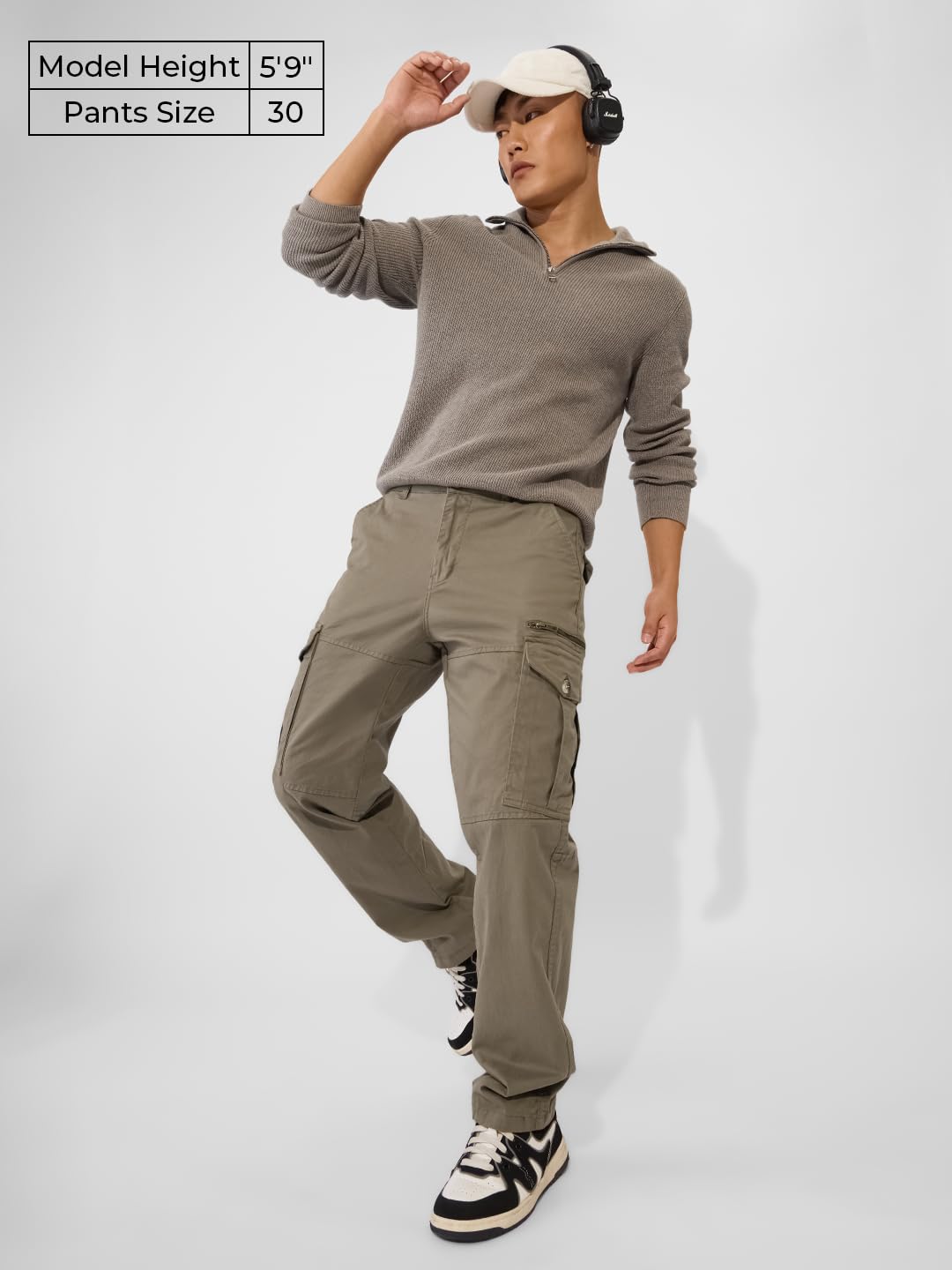 The Souled Store Solids: Hunter Green Men and Boys Straight Fit Cotton Blend Cargo Pants