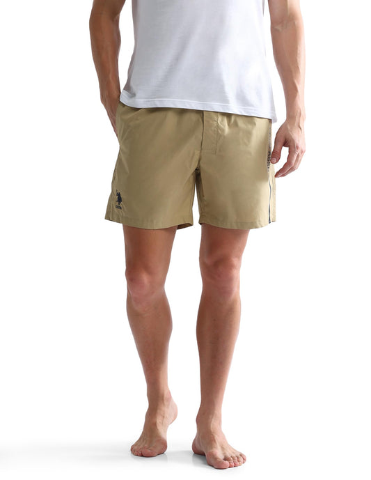 U.S. POLO ASSN. Men's Mid Rise Solid IYAX Shorts - Pack of 1(Beige M)