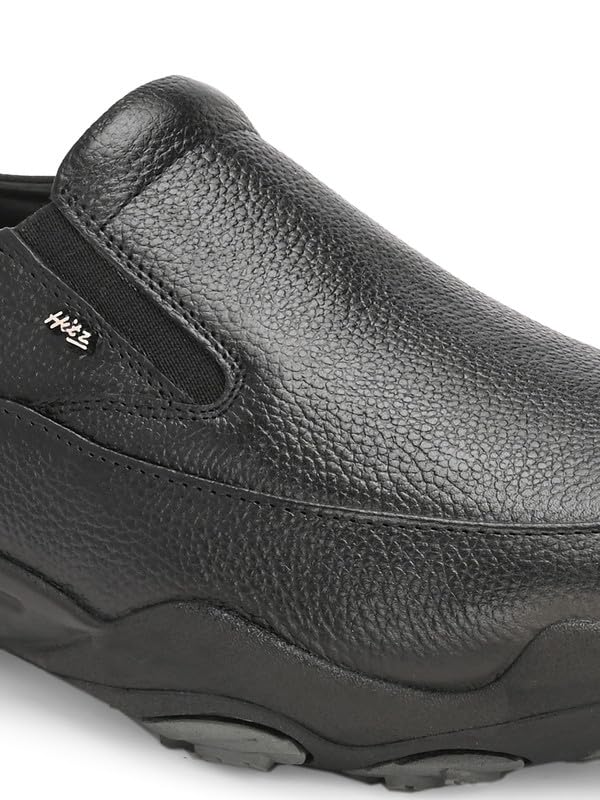 HITZ Black Leather Casual Shoes for Men's