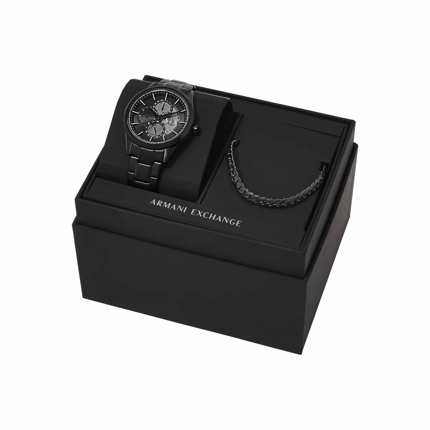 Armani Exchange Stainless Steel Analog Black Dial Men's Watch-Ax7160Set, Band Color:Black