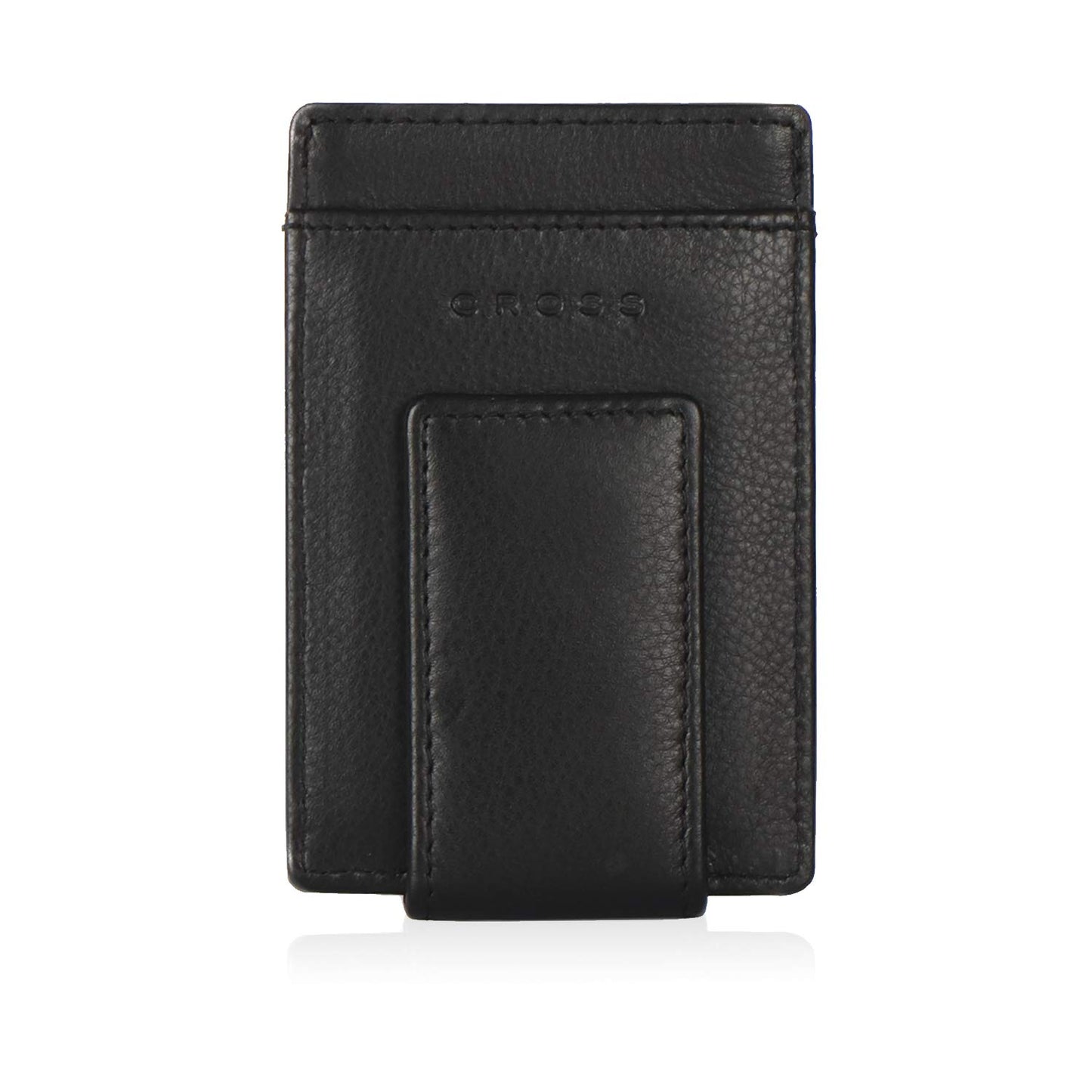 Cross Leather Men's Money Clip Wallet | 3 Card Slots | 1 Multi-Purpose Slip-in Solts | Magnetic Closure Money Clip- Black | Premium Design | Lightweight | Genuine Leather