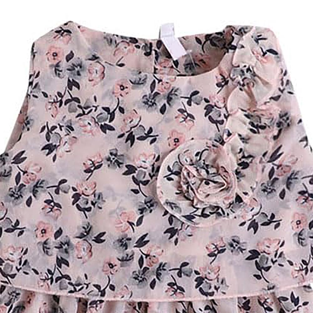 Hopscotch Girls Knee Length Casual Dresses In Cream Color For Ages 3-4 Years