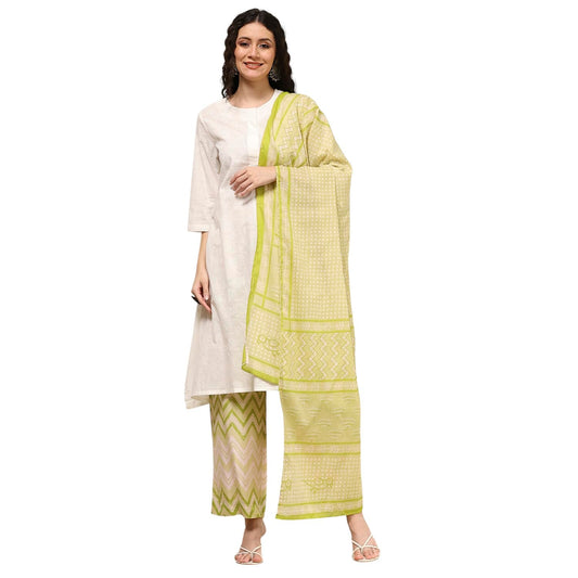 Biba Women's Green Cotton Straight Suit Set