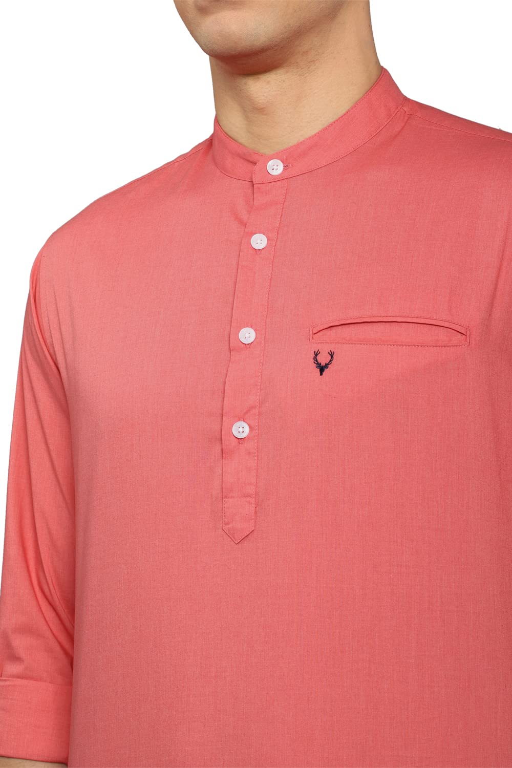 Allen Solly Men's Full Sleeves Short Kurta (ASKUQSTBN12389_Pink_38)