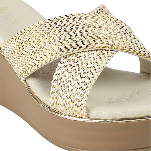 tresmode TULSA Cream Women's Dress Wedge Heel Sandals in Size 3 UK / 36 EU