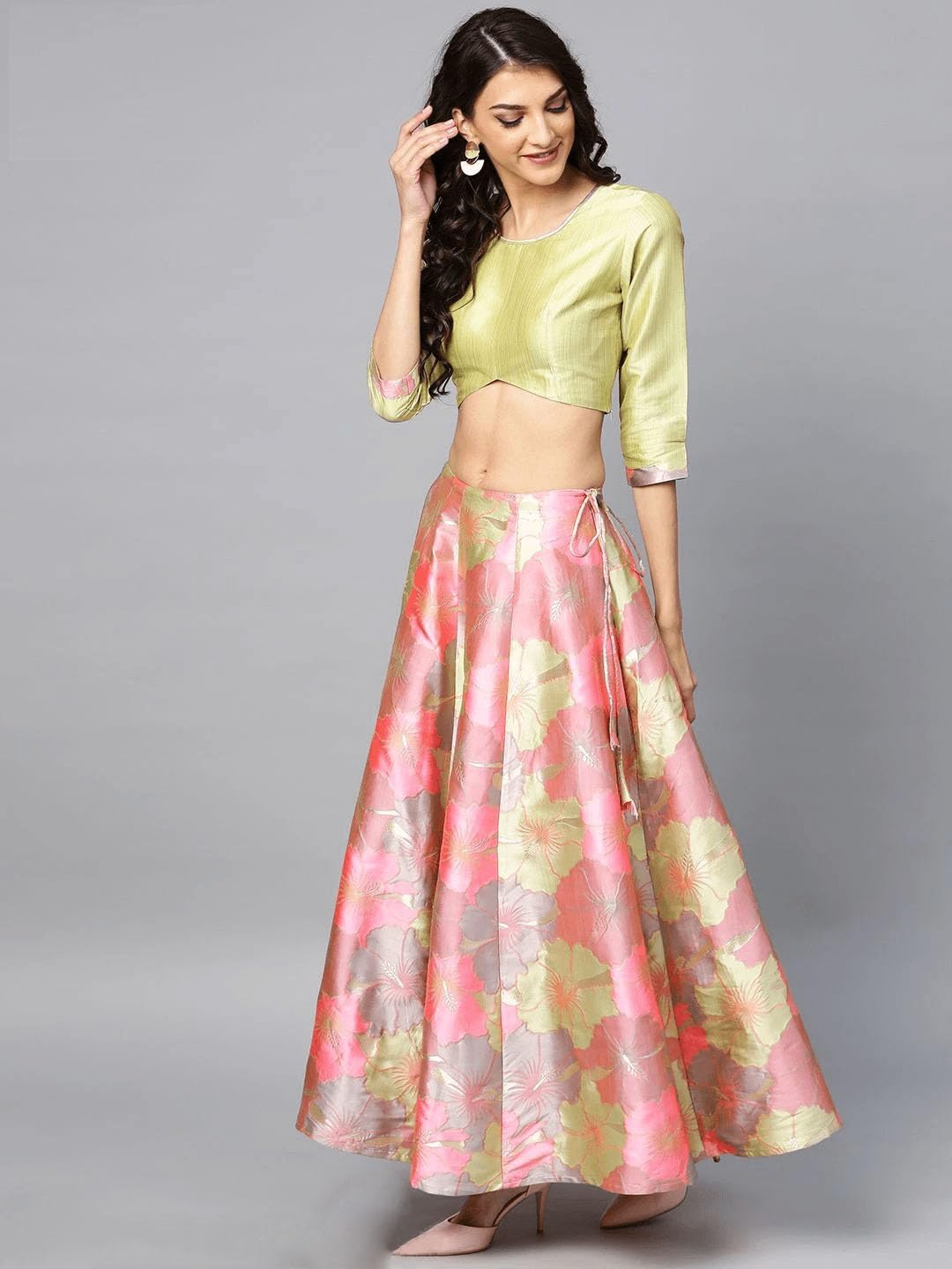 Zeel Clothing Womens Faux Silk Lehenga Choli Semi-Stitched Multicolor Wedding Bridal Free Size