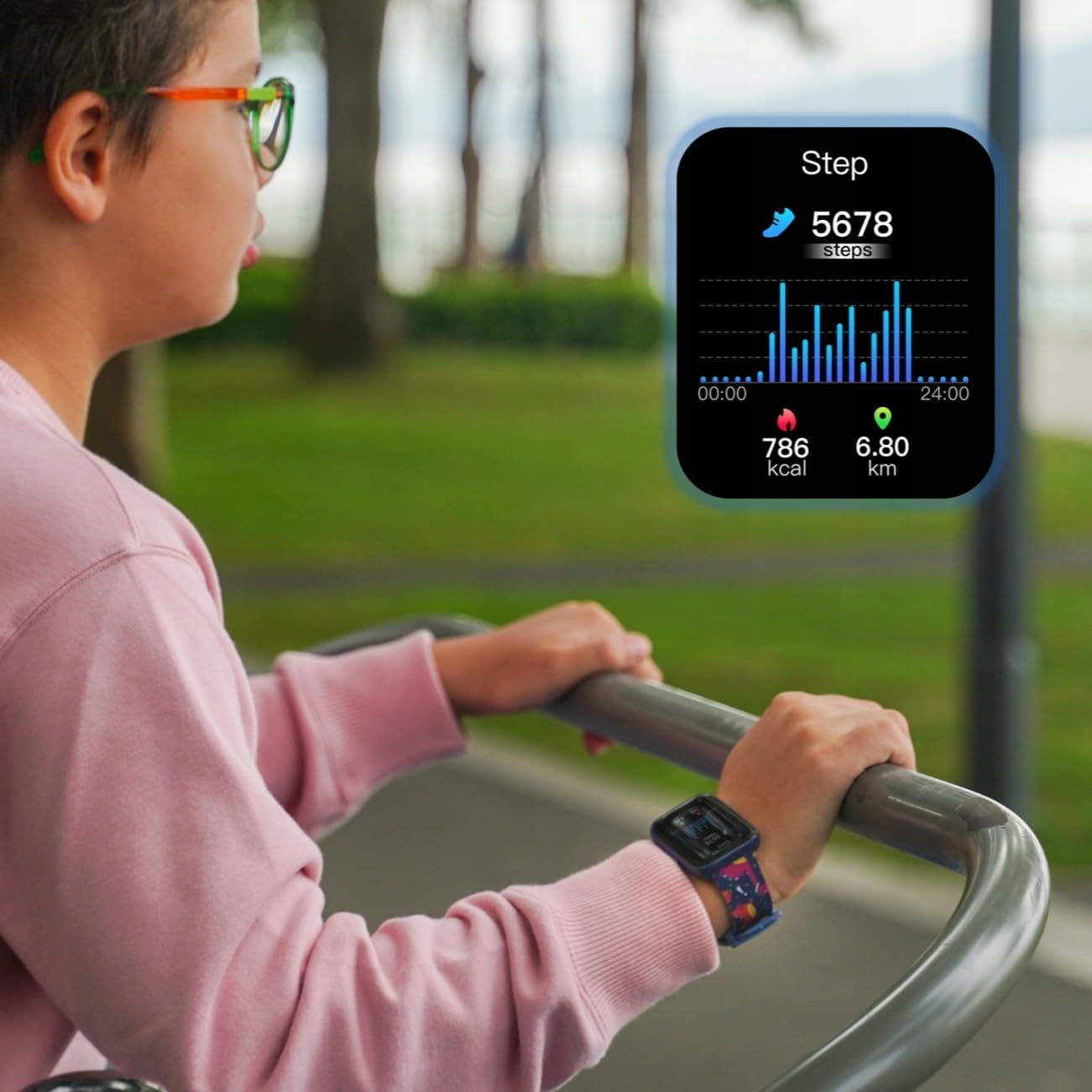 WatchOut Champion Kids SmartWatch with Habit Building, Heart Rate, Water Reminder, Curved Sceen, Waterproof, Activity Track, School Mode, Best Gift, Boys, Girls, Age 3-17, SharkTank Fame (Cosmic Blue)
