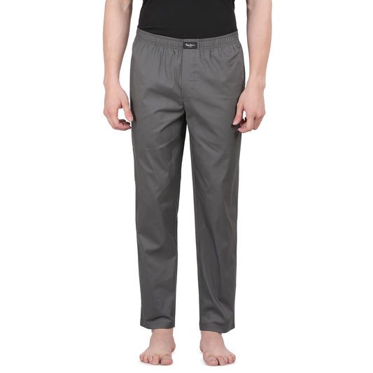 Pepe Jeans Men's Solid Woven Pyjama - Grey - Large