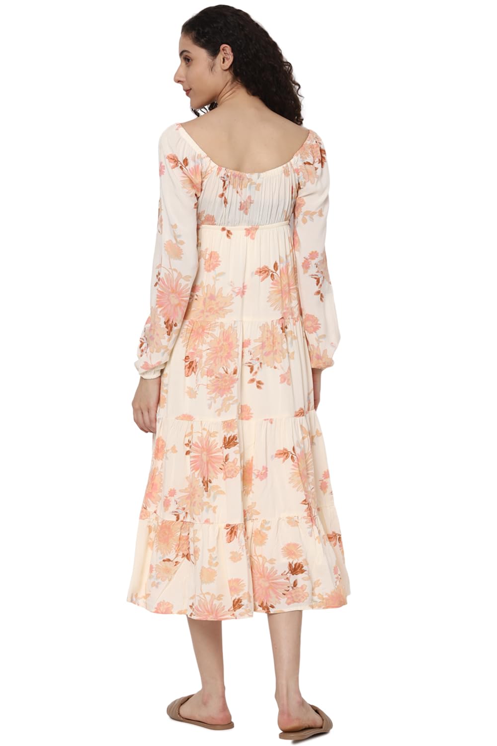 American Eagle Women's Viscose A-Line Midi Dress (WEC0397364106_Cream