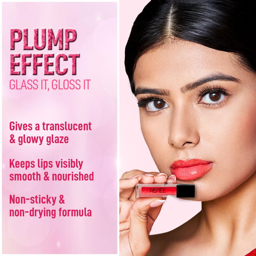 RENEE Shine Forever Lip Gloss, Non-Sticky & Non-Drying Nourishing Formula, Long-lasting, Smooth, Moisturizing Effect, Shea Butter & Vitamin E Infused, Travel Friendly, Perfect For Gifting, Set of 10