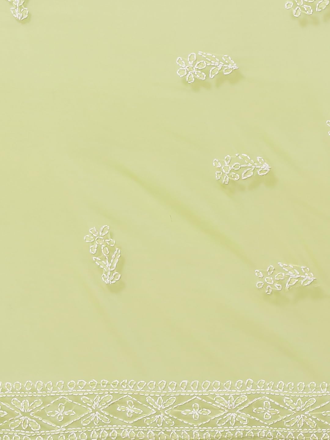 Ada Hand Embroidered Lucknow Chikankari Green Georgette Saree with Blouse Piece for Women A191630