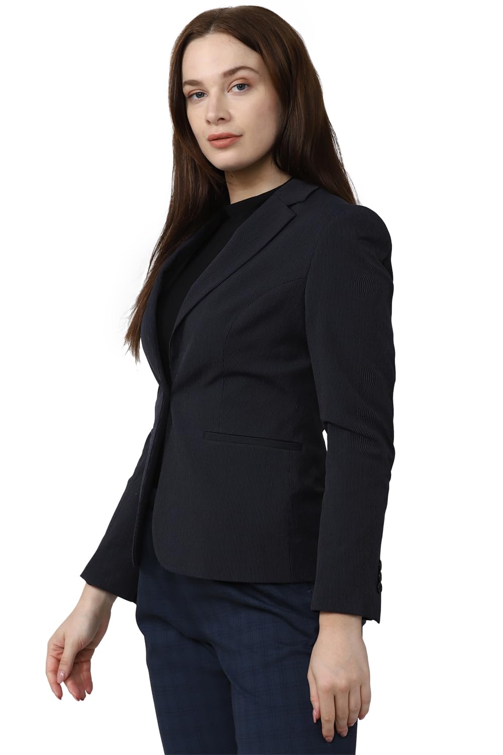 Van Heusen Van Hesuen Women's Formal Regular Blazer (VWBZCRGB939964_Navy, Single Breasted