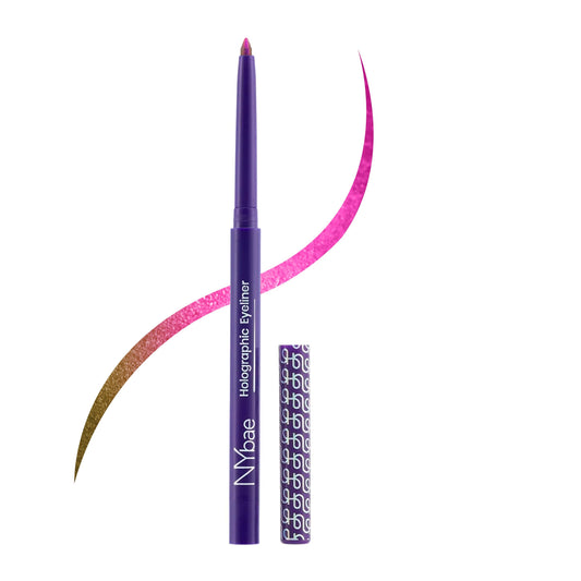 NY Bae Holographic Gel Eyeliner - Pink Chrome 02 | Green Pink Eyeliner (0.25g) | Waterproof & Smudgeproof | Multi-Chrome | Smooth Glide | Long Lasting | Eyeliner + Kajal + Eyeshadow | Eye Makeup