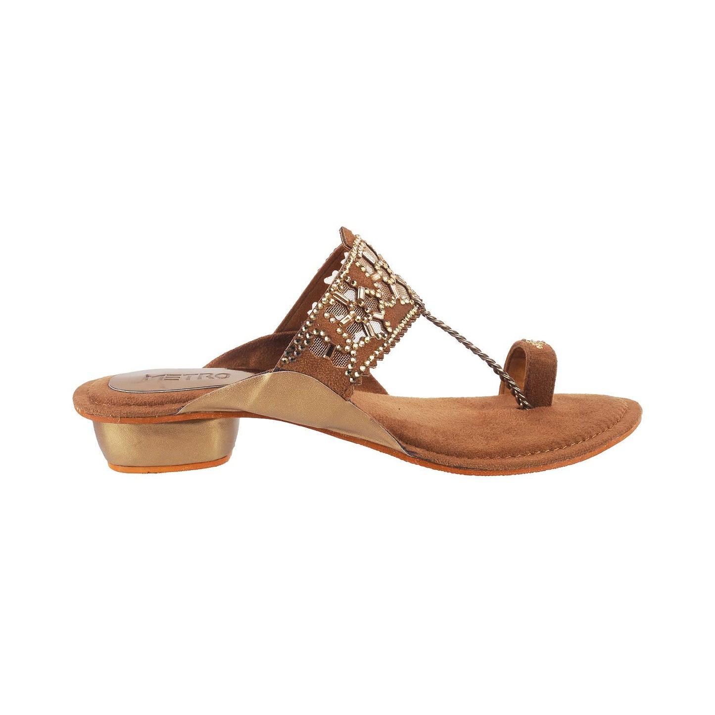 Metro Women Antique Gold Synthetic Sandals - SaumyasStore